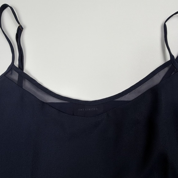 The Limited Navy Blue Sheer Mesh Trim Camisole Top Adjustable Straps Medium - Picture 5 of 8
